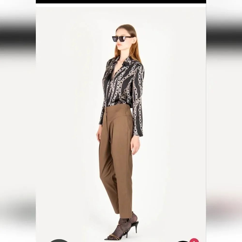 Secret Mission Athena Elegant Brown High-Waisted Brown Women's Pants Small